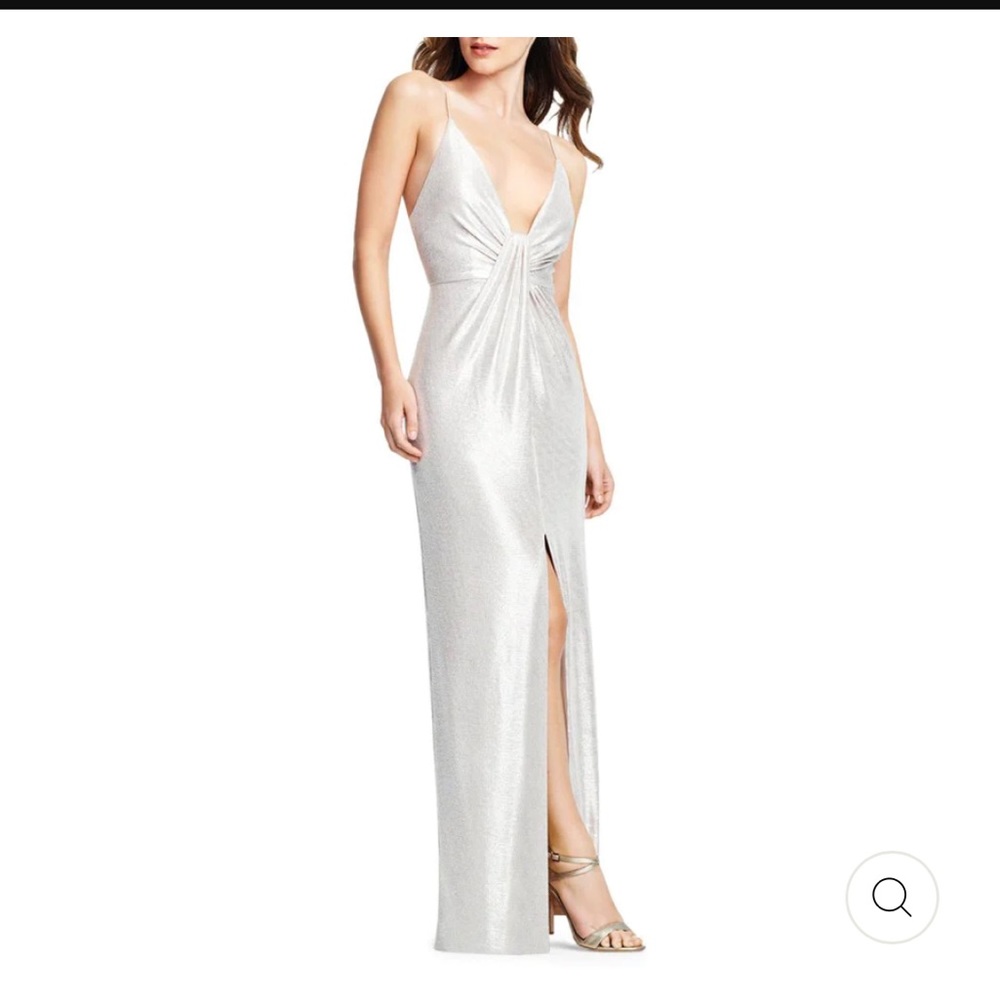 Aidan Mattox Column Gown Champagne Silver